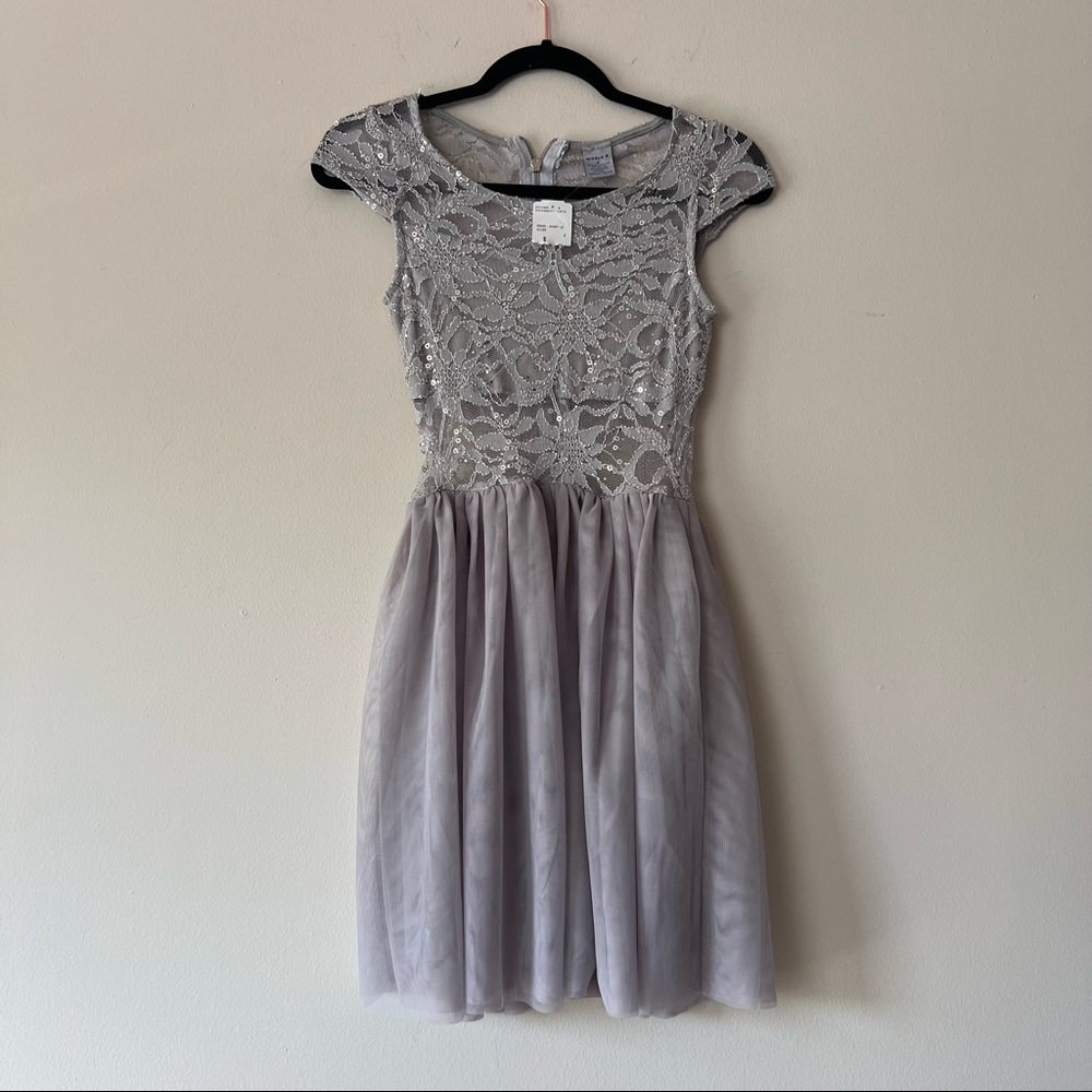 Nicole K Womens Lace Illusion Dress A-Line Short Size Small